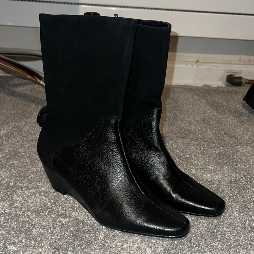 Black Leather/Suede Boots